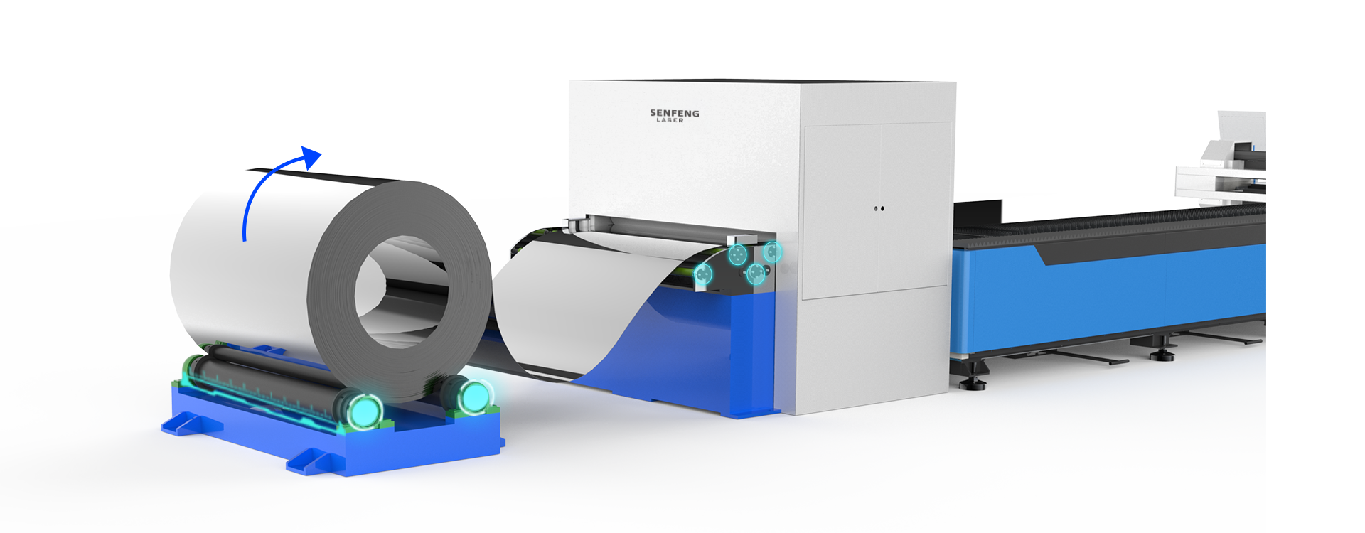 sistema di tranciatura laser alimentato a bobina